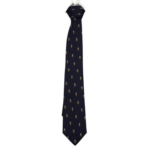 Gucci Men's Print Double GG Shape Pineapple motifs Tie Navy Blue Color D… - Picture 1 of 6